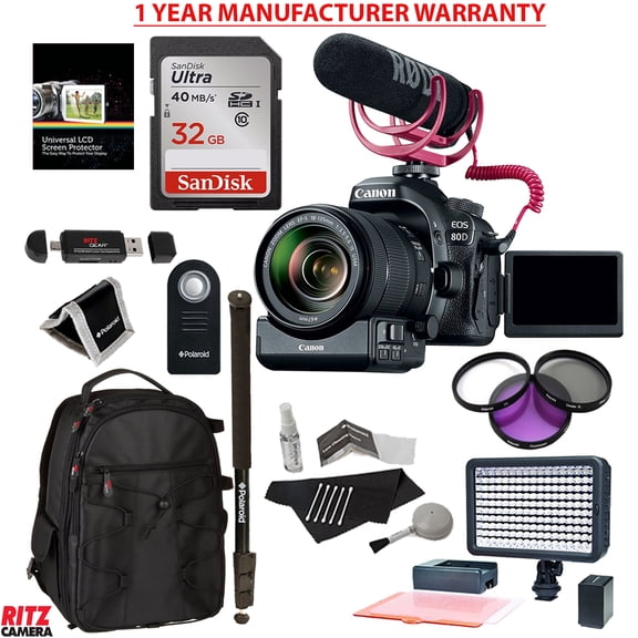 EOS 80D VIDEO CREATOR KIT EF-S 18-135MM IS PWR ZOOM ADAPT MIC
