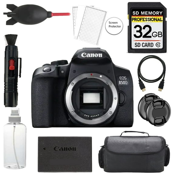 Canon EOS 850D/Rebel T8i DSLR Camera (Body Only) + 32GB + Bag+ Screen Protector- Basic Kit (International Version)