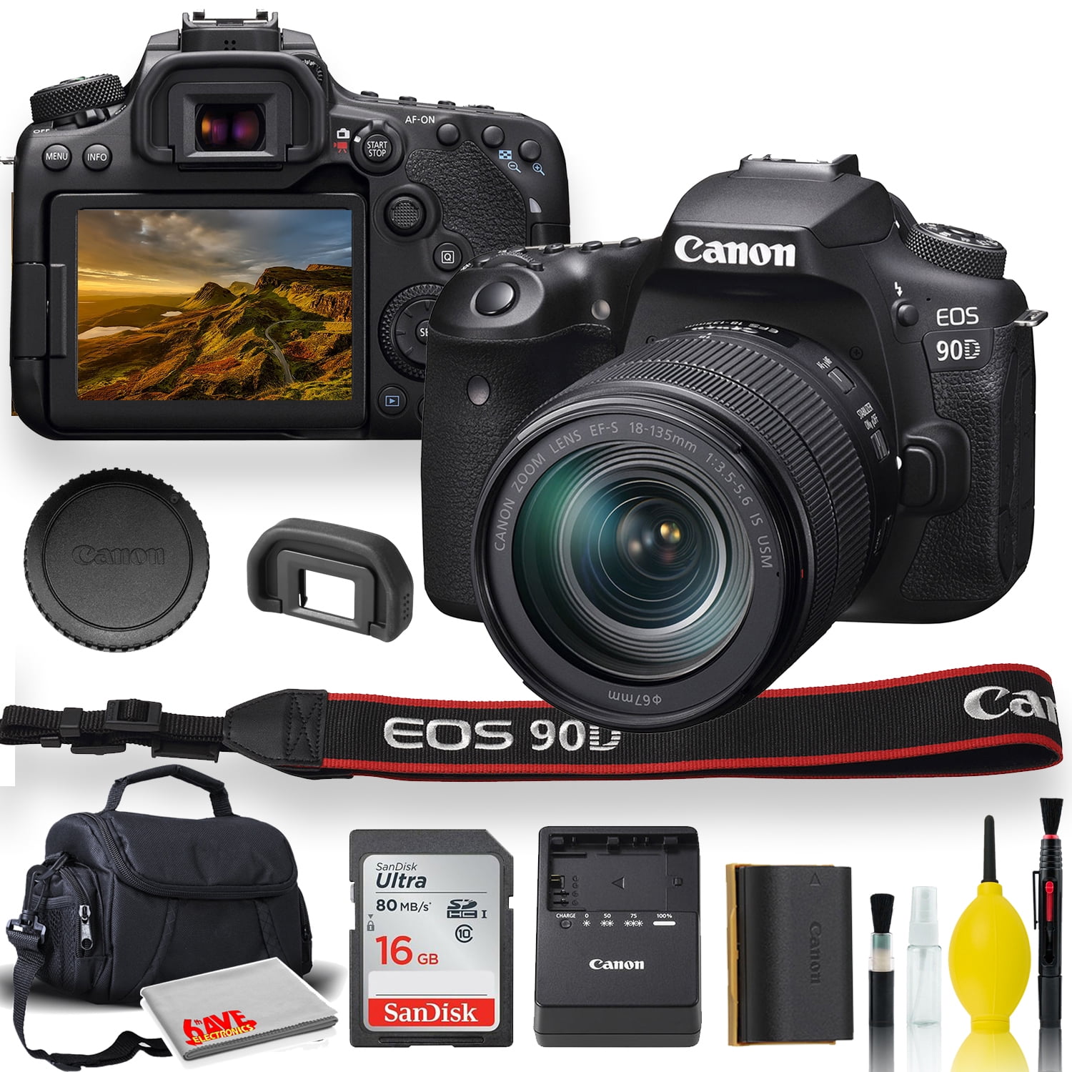 Canon EOS 90D 33 Megapixel Digital SLR Camera with Lens, 0.71, 5.31, Black