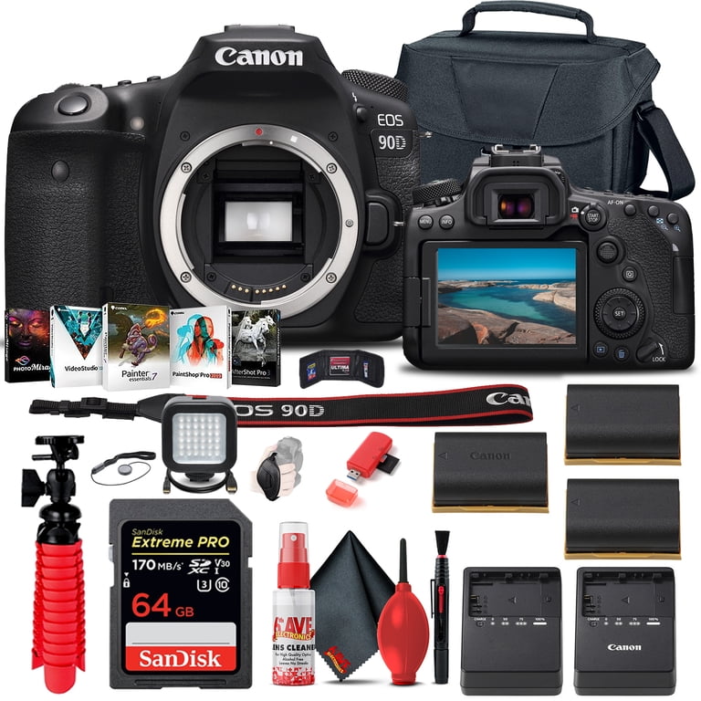 Canon EOS 90D DSLR Camera (Body Only) (3616C002) + 64GB Card +