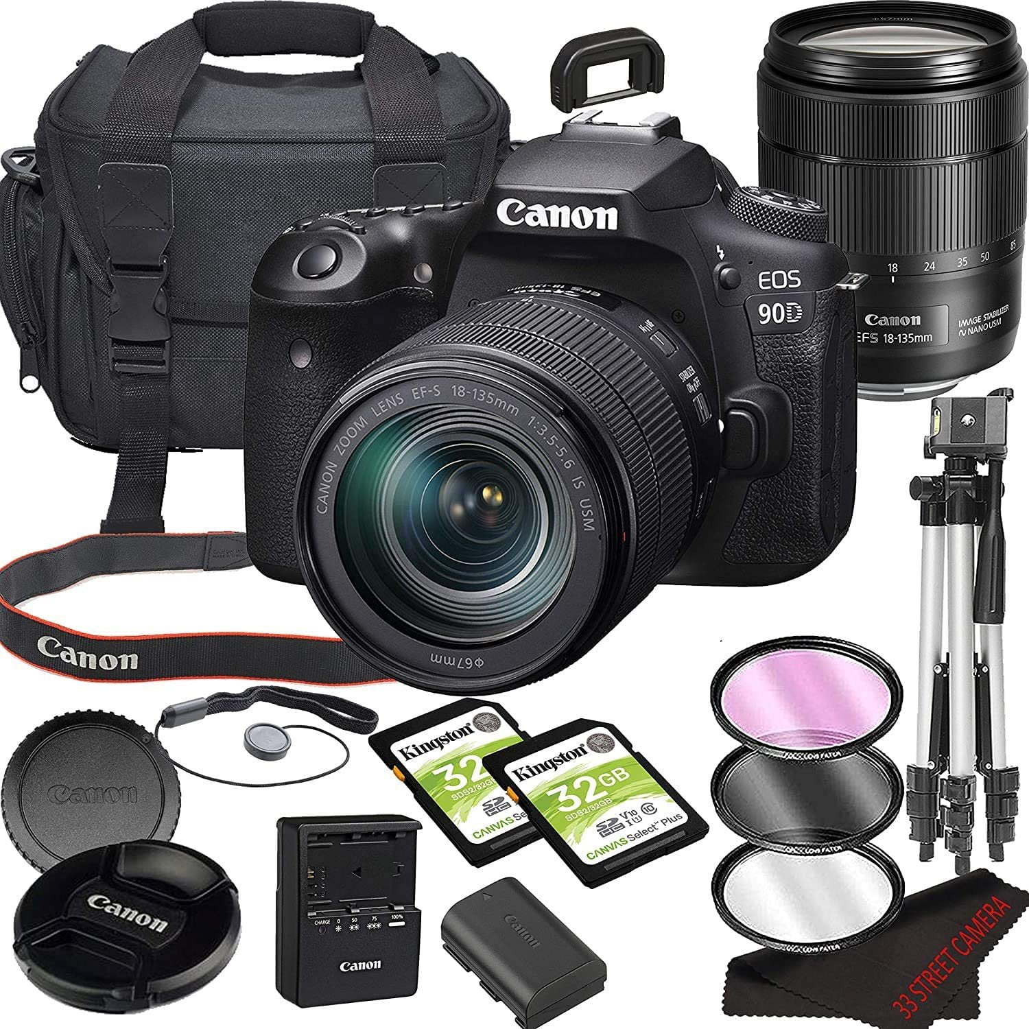 Canon EOS 90D DSLR Camera Bundle with 18-135mm USM Lens Built-in Wi-Fi32.5 MP CMOS Sensor DIGIC 8 Image Processor and Full HD Videos + 64GB Memory17pcs - Walmart.com Canon EOS 90D DSLR Camera Bundle with 18-135mm USM Lens Built-in Wi-Fi32.5 MP CMOS Sensor DIGIC 8 Image Processor and Full HD Videos + 64GB Memory17pcs - Walmart.com