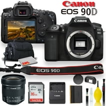 Canon EOS 90D DSLR Camera With Canon EF-S 10-18mm f/4.5-5.6 IS STM Lens, Soft Padded Case, Memory Card, and More