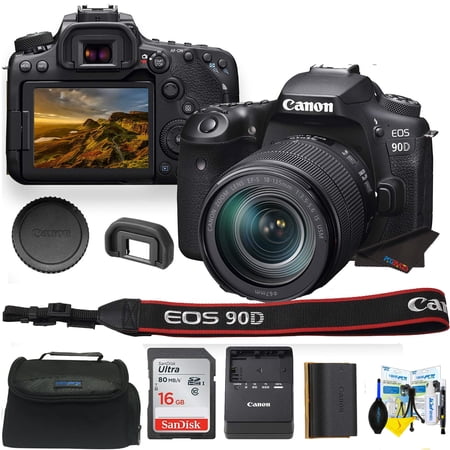 Canon EOS 90D DSLR Camera with 18-135mm Lens+ Buzz-Photo Intermediate Bundle