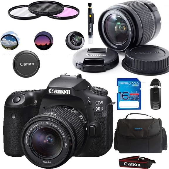 Canon EOS 90D DSLR Camera with 18-55mm Lens - Deal-Expo Essential Accessories Bundle