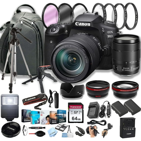Canon EOS 90D DSLR Camera with EF-S 18-135mm Zoom Lens, 32.5 MP, Professional Photo Bundle (International Version)