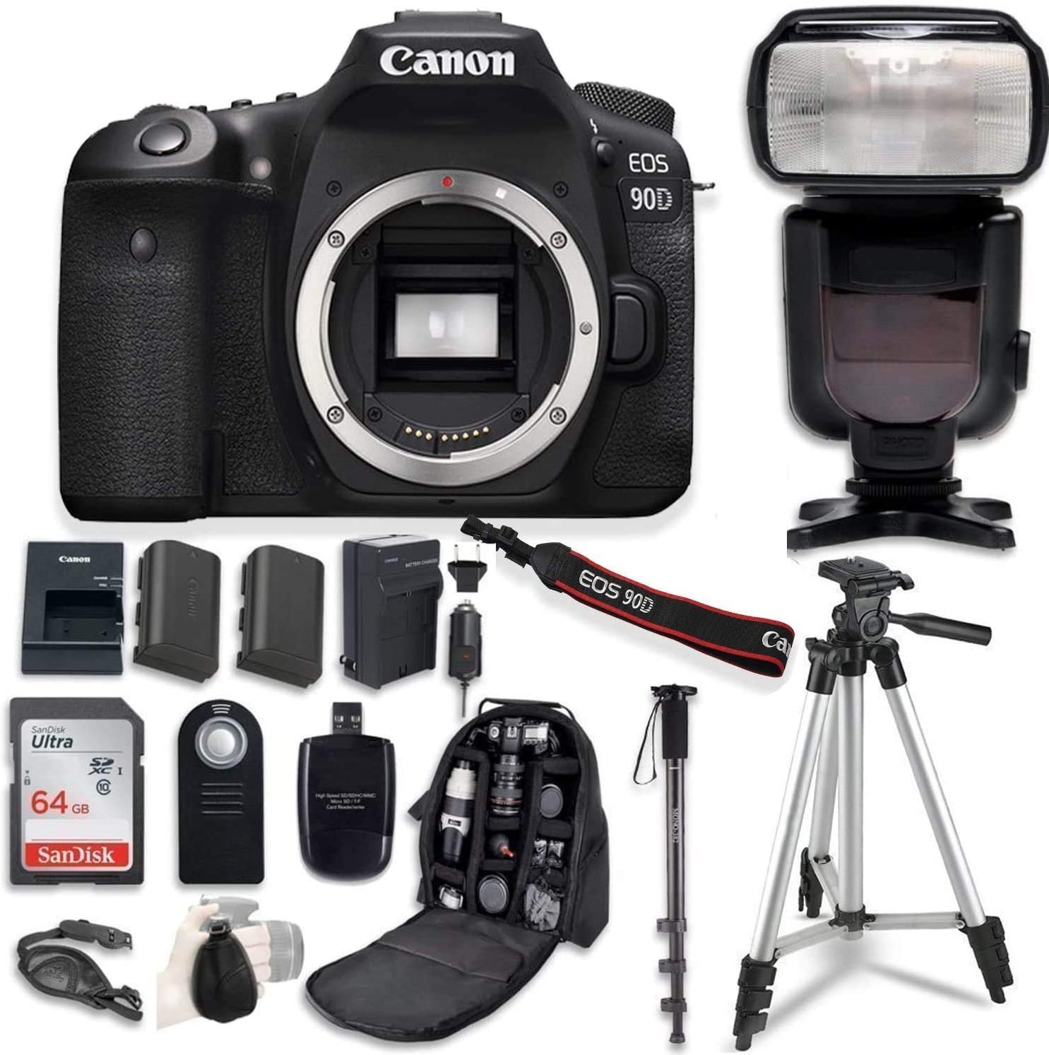 Canon EOS 90D Digital SLR Camera Bundle Body Only with Professional Accessory Bundle 14 Items - image 1 of 2