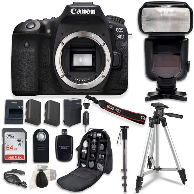 Canon EOS 90D Digital SLR Camera Bundle Body Only with Professional Accessory Bundle 14 Items