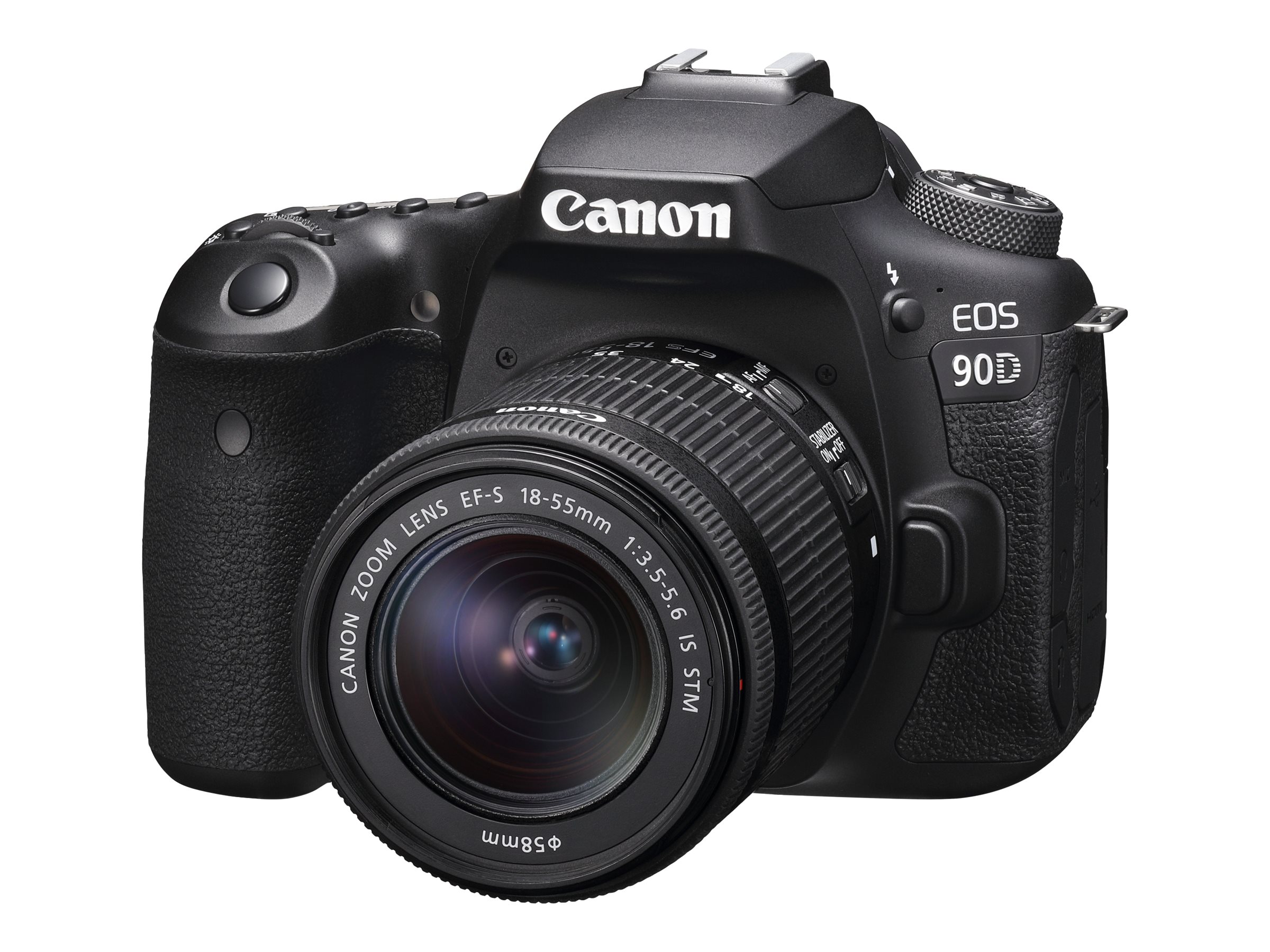 Canon EOS 90D - Digital camera - SLR - 32.5 MP - 4K / 30 fps - 3x optical zoom EF-S 18-55mm IS STM lens - Wi-Fi, Bluetooth - image 1 of 4