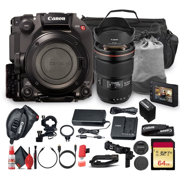 Canon EOS C300 Mark III Cinema Camera | Professional Super 35 DGO Sensor | Digital Filmmaking Solution for Broadcast Documentary Commercial Production + EF 16-35mm f/2.8L III USM Lens + Bag + More