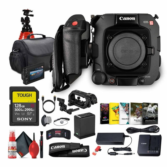 Canon EOS C400 6K Full-Frame Professional Cinema Camera Triple Base ISO, Dual Pixel CMOS AF II, RF Mount | 128GB Memory Card + Photo Software + Camera Bag + Tripod + More(International Model)