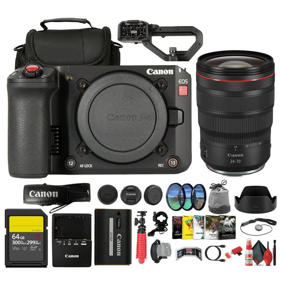 Canon EOS C50 Cinema Camera RF Mount 7K Open Gate + RF 24-70mm Lens Bundle 64GB Kit (International Model)