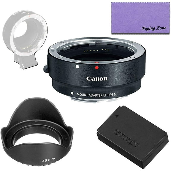 Canon EOS M Mount Adapter with Replacement LP-E12 Lithium-ion Battery Pack for Canon EOS M50, M100 DSLR Cameras