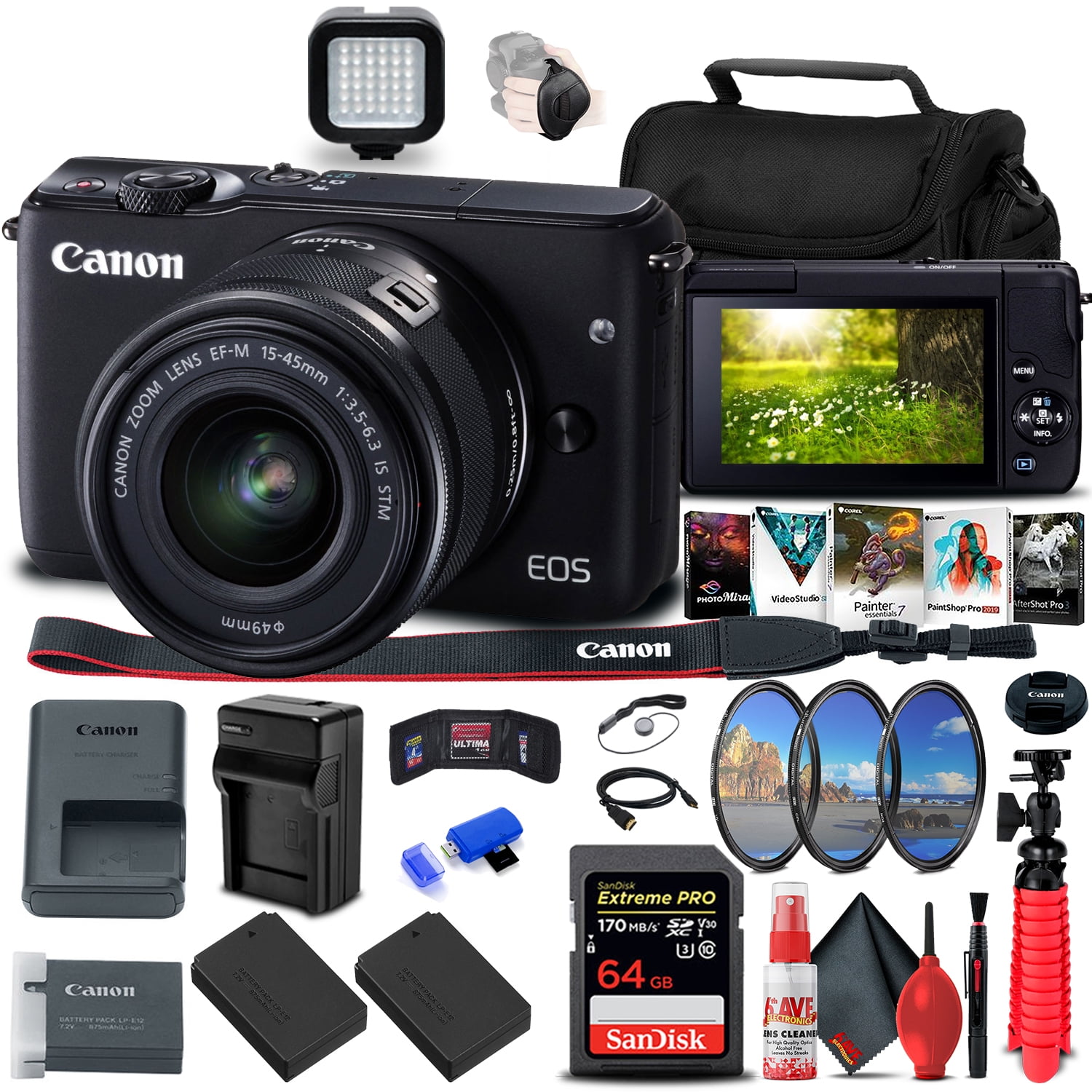 Canon EOS M10 Mirrorless Digital Camera with 15-45mm Lens (Black