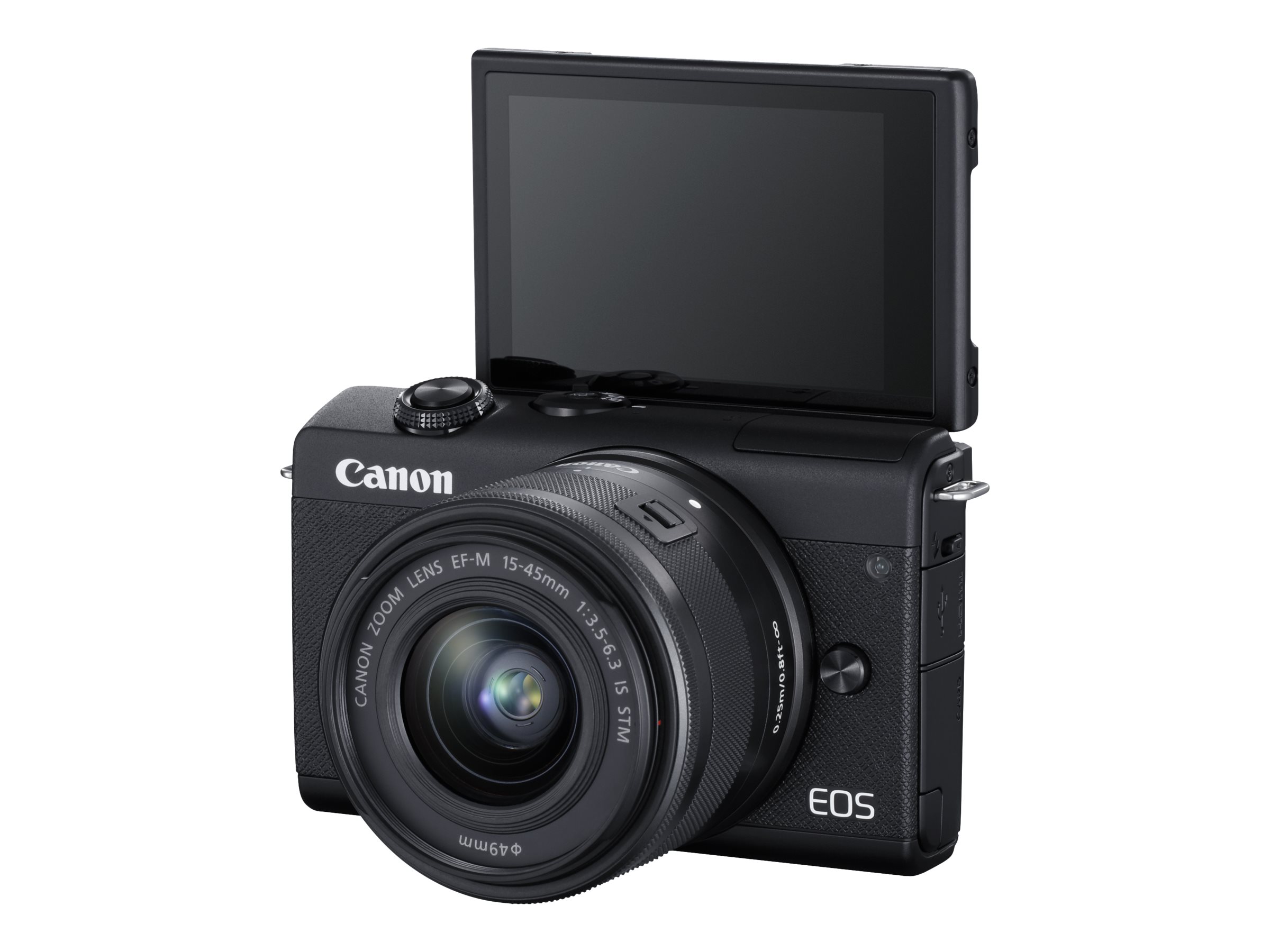 Canon EOS M200 - Digital camera - mirrorless - 24.1 MP - APS-C - 4K / 25 fps - 3x optical zoom EF-M 15-45mm IS STM lens - Wi-Fi, Bluetooth - black - image 1 of 3