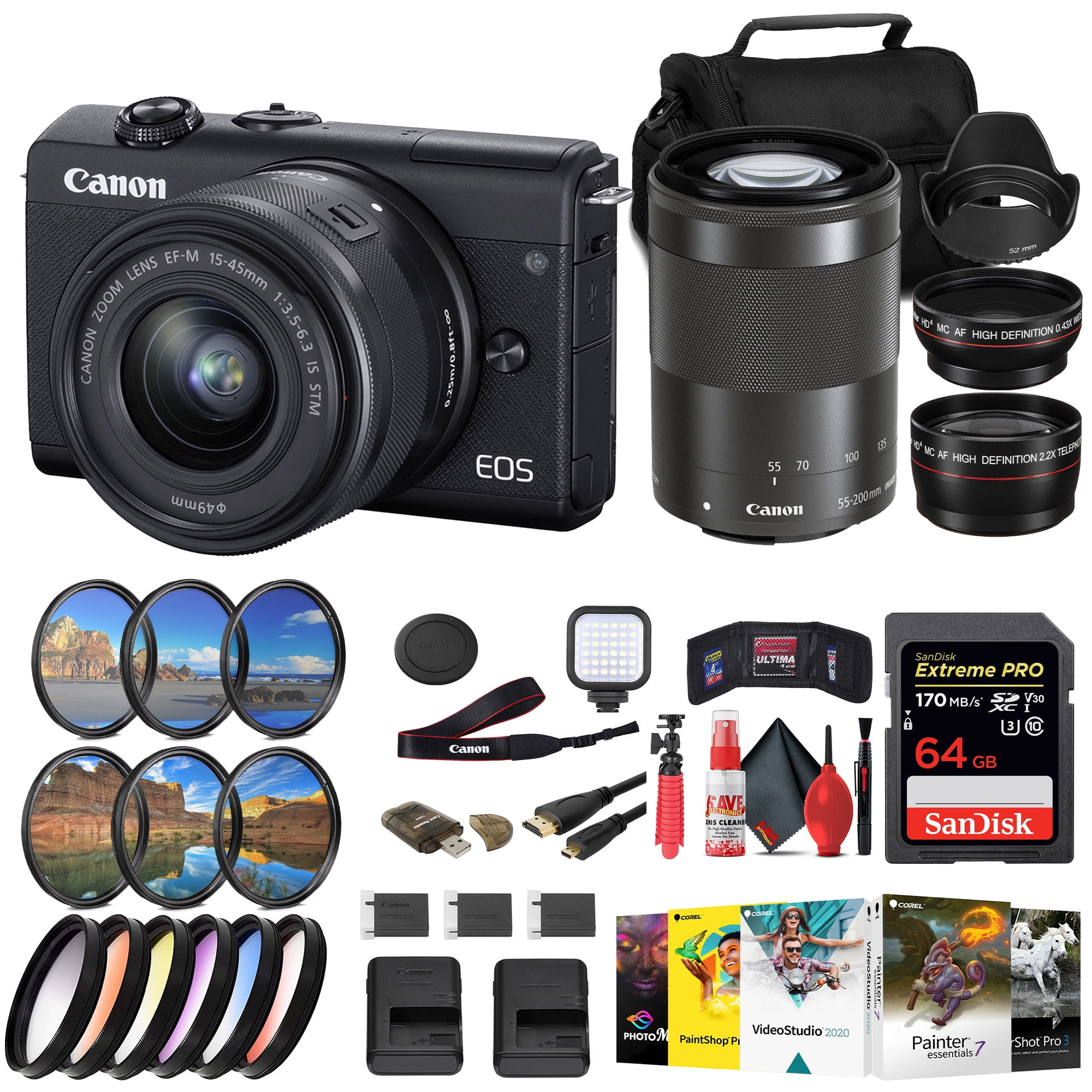 Canon EOS M200 Mirrorless Camera with 1545mm and 55200mm Lenses