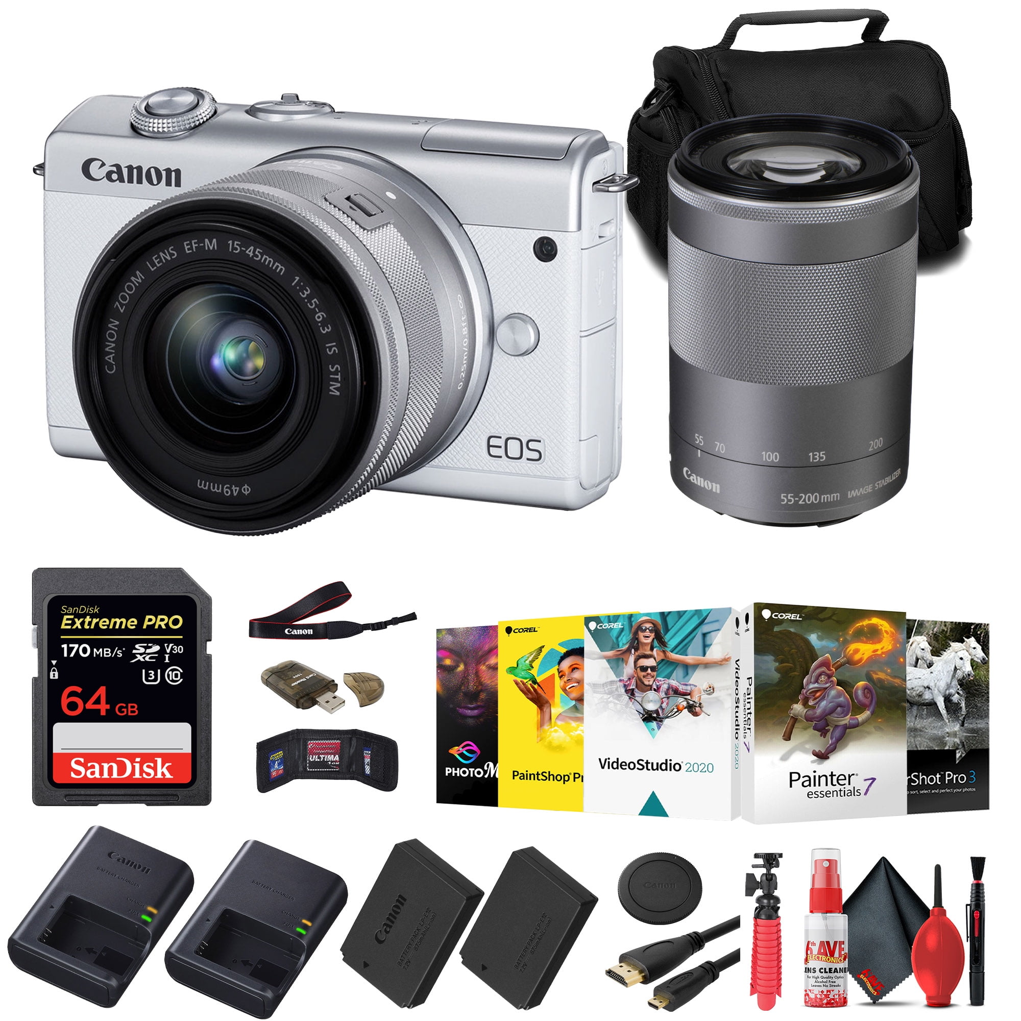 Canon EOS M200 Mirrorless Camera with 1545mm and 55200mm Lenses