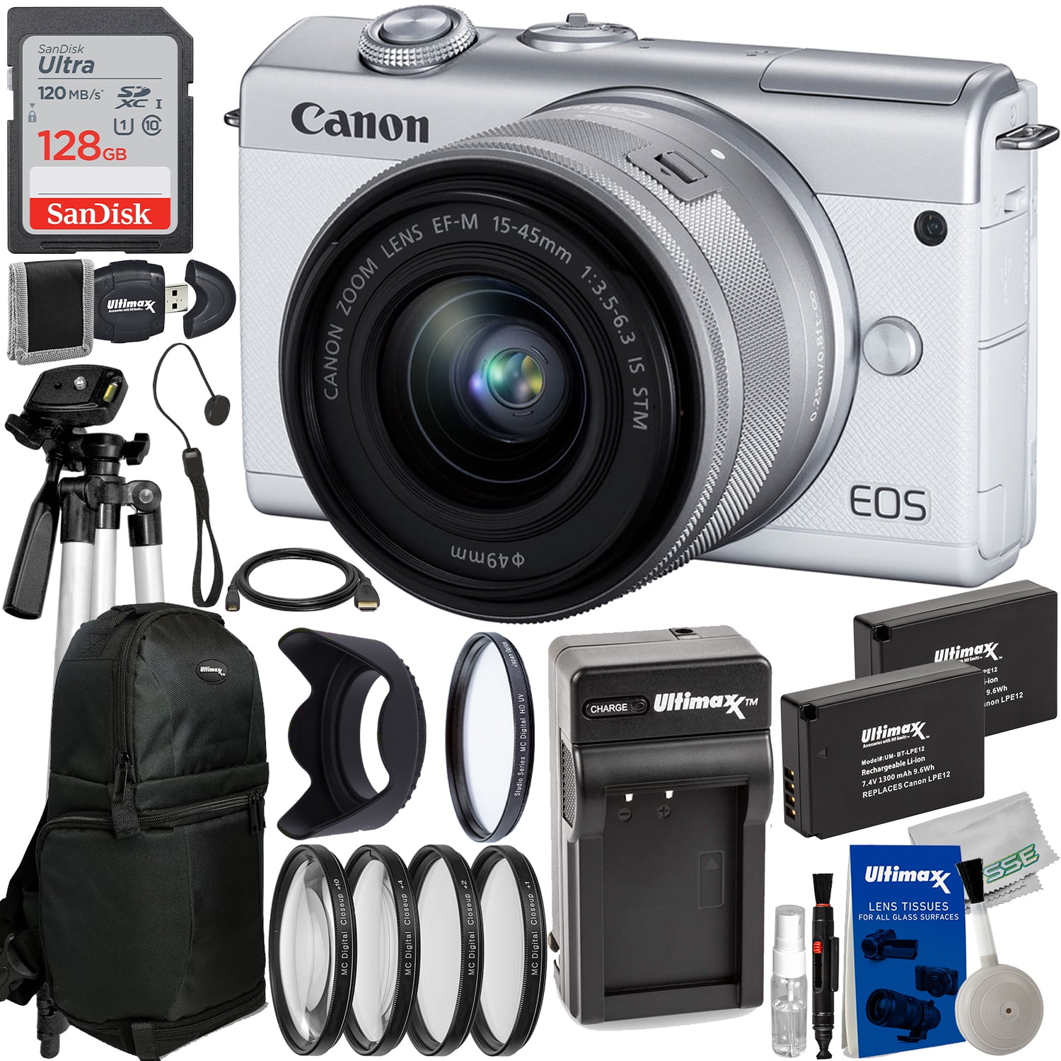 Canon EOS M200 EF-M14-45ｍｍレンズキットホワイト Canon EOS M200 15-45 14-45mm Lens Kit Silver White | eBay