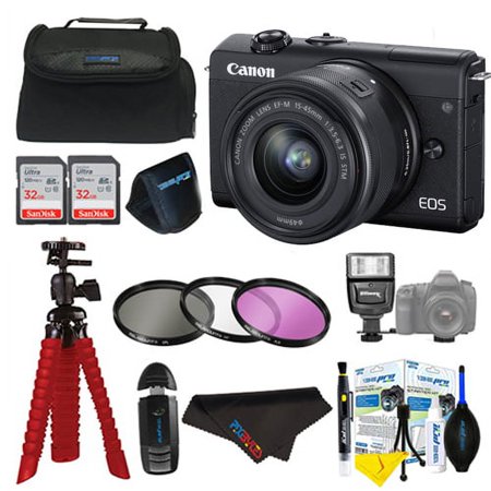 Canon EOS M200 Mirrorless Digital Camera with 15-45mm Lens(Black))+Pixibytes Complete Accessory Bundle