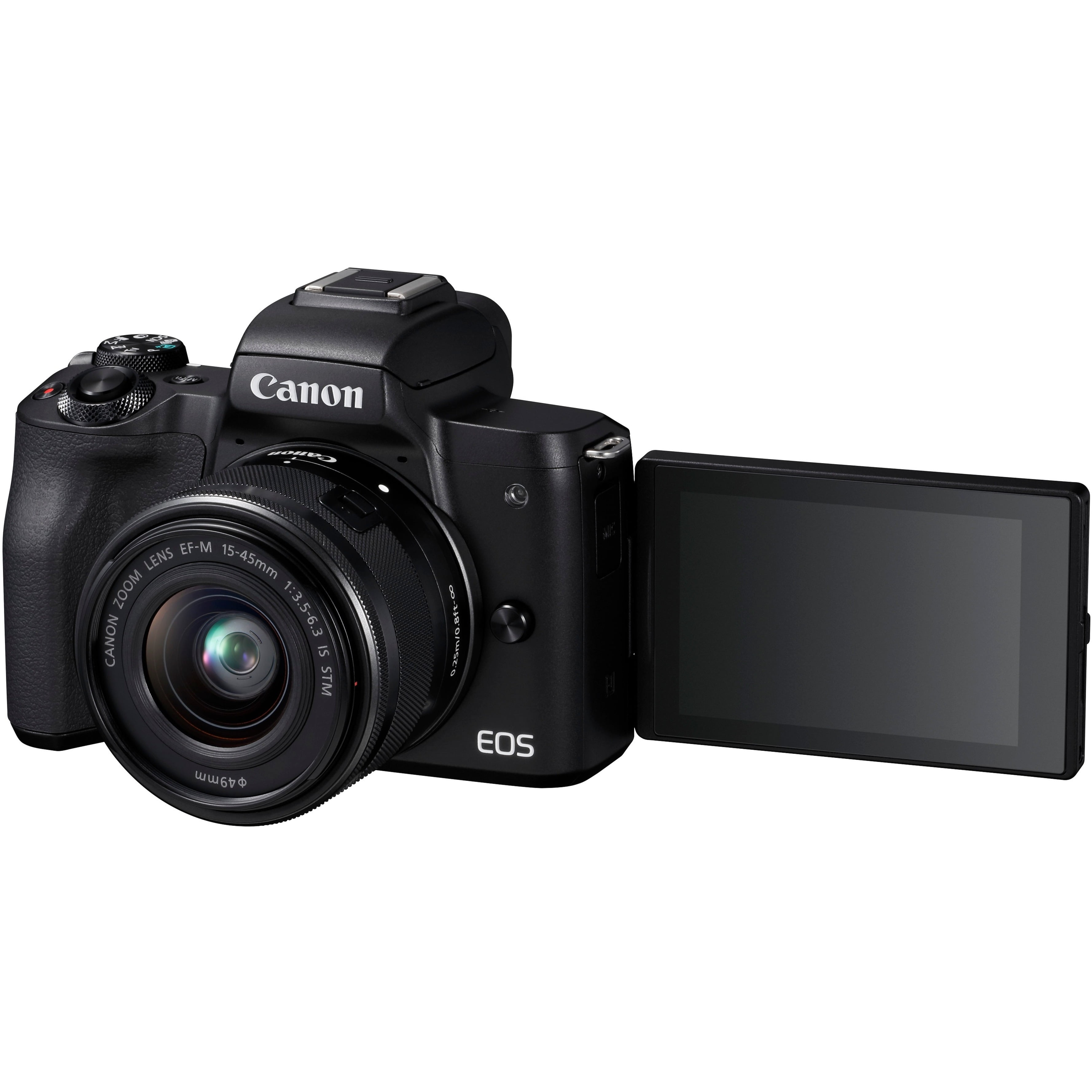 Canon EOS M50 24.1 Megapixel Mirrorless Camera with Lens, 0.59, 1.77,  Black 