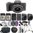 thumbnail image 1 of Canon EOS M50 II DSLR Camera + Canon 15-45mm IS STM Lens + 0.43X Wide Angle Lens + 2.2x Telephoto Lens + 64GB Storage + UV-CPL-FLD Filters + Canon Bag + Tripod (International Version), 1 of 7