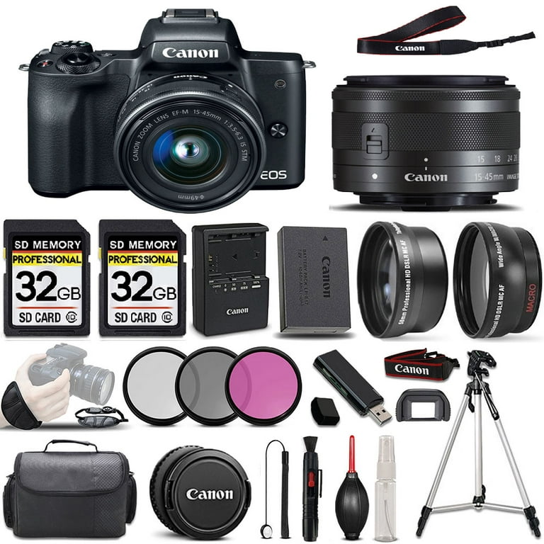 Canon EOS M50 (Kiss-M) SLR Camera + Canon EF-M 15-45mm f/3.5-5.6 ...