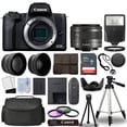 thumbnail image 1 of Canon EOS M50 Mark II Camera Black + 3 Lens Kit 15-45mm STM+ 32GB + Flash & More - International Version, 1 of 10