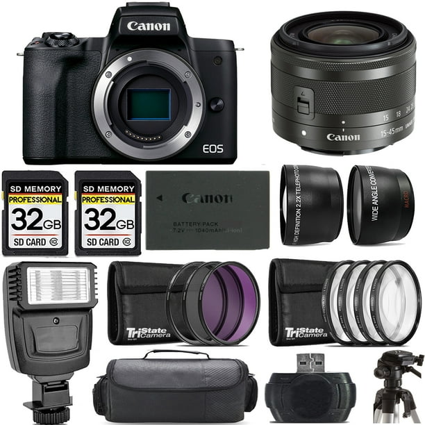 Canon EOS M50 Mark II Mirrorless Camera (Black) +15-45mm