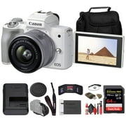 Canon EOS M50 Mark II Mirrorless Camera with 15-45mm Lens, 24.1 Megapixels, White International Version