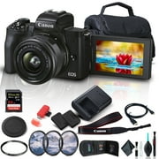 Canon EOS M50 Mark II Mirrorless Digital Camera with 15-45mm Lens with Battery and More BundleInternational Model