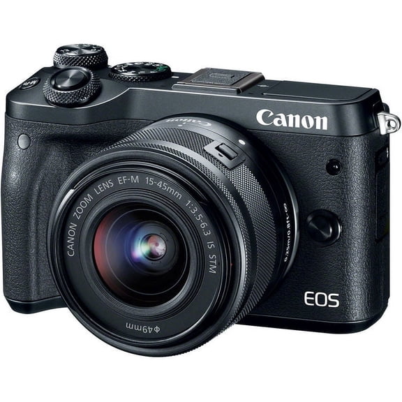 Canon EOS M6 Black EF-M15-45 IS STM Camera Kit 5 pc Box