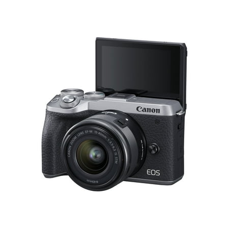 Canon - EOS M6 Mark II Mirrorless Camera with EF-M 15-45mm Lens and EVF-DC2 Viewfinder - Silver