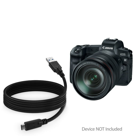 Canon EOS R Cable, BoxWave [DirectSync - USB 3.0 A to USB 3.1 Type C] USB C Charge and Sync Cable for Canon EOS R - 6ft - Black