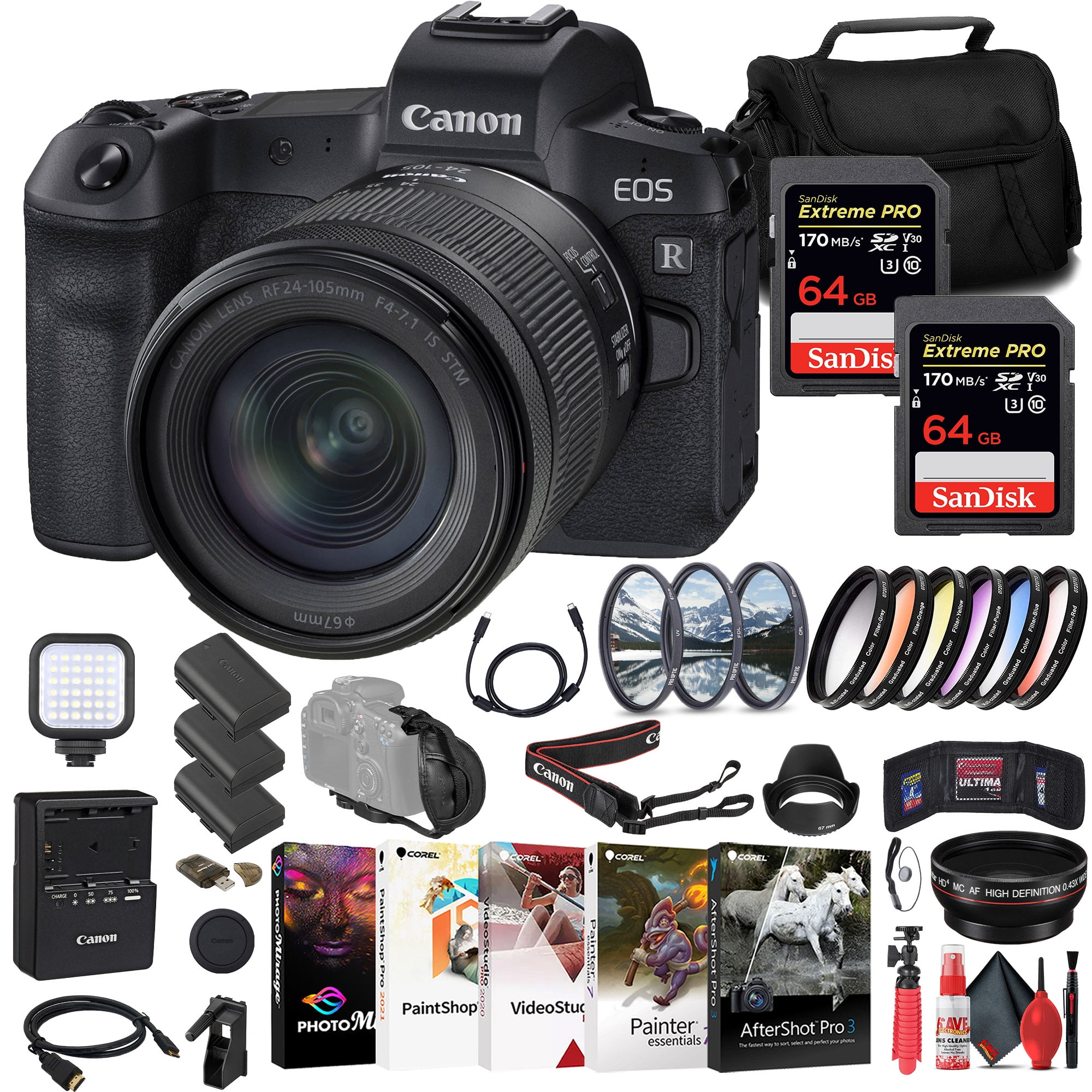 Canon EOS R Mirrorless Camera with 24105mm f/47.1 Lens (3075C032) + 2