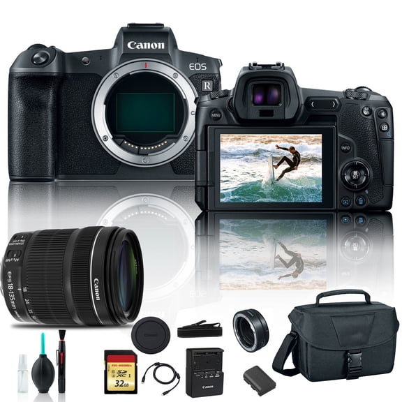 Canon EOS R Mirrorless Digital Camera 3075C002 +Canon EF Mount Adapter, Canon EF (International Version)