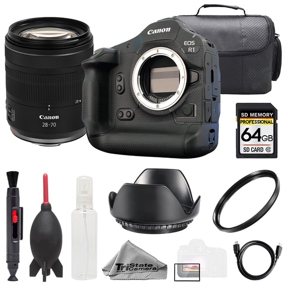 Canon EOS R1 Camera + RF 28-70mm f/2.8 IS STM Lens +64GB + Bag+ UV Filter- Basic Kit (International Version)