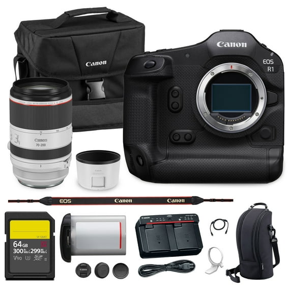 Canon EOS R1 Mirrorless Camera Flagship Full Frame 24.2MP Sensor 6K Video Dual Pixel AF High Speed Shooting Professional (6577C002) | Canon RF 70-200mm f/2.8L IS USM Lens | 240GB Card