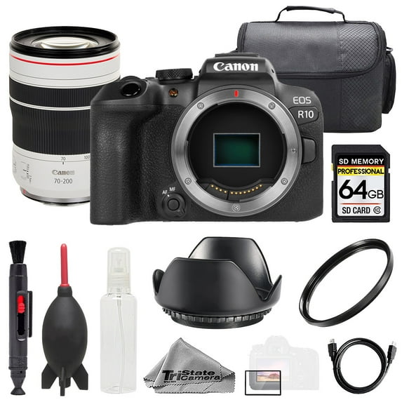 Canon EOS R10 Camera + RF 70-200mm f/4L IS USM Lens +64GB + Bag+ UV Filter- Basic Kit (International Version)