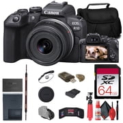 Canon EOS R10 Mirrorless Camera with 18-45mm Lens 5331C009 + Sony 64GB TOUGH SD Card + Bag + Card Reader + Flex Tripod + Hand Strap + Memory Wallet + Cap Keeper + Cleaning KitInternational Model