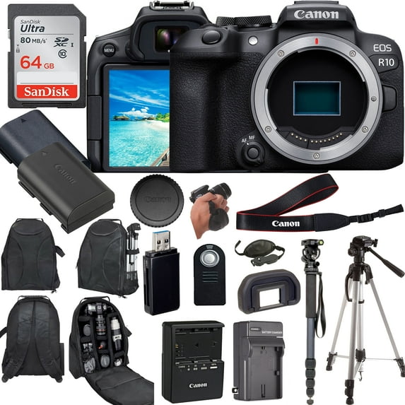 Canon EOS R10 Mirrorless Camera (Body Only) Enhanced with Professional Accessory Bundle - Includes 14 Items