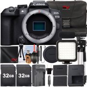 Canon EOS R10 Mirrorless Camera Body Only with 2 Pack 32GB Memory Card + Case + LED Flash + SV Premium Accessory Bundle International version