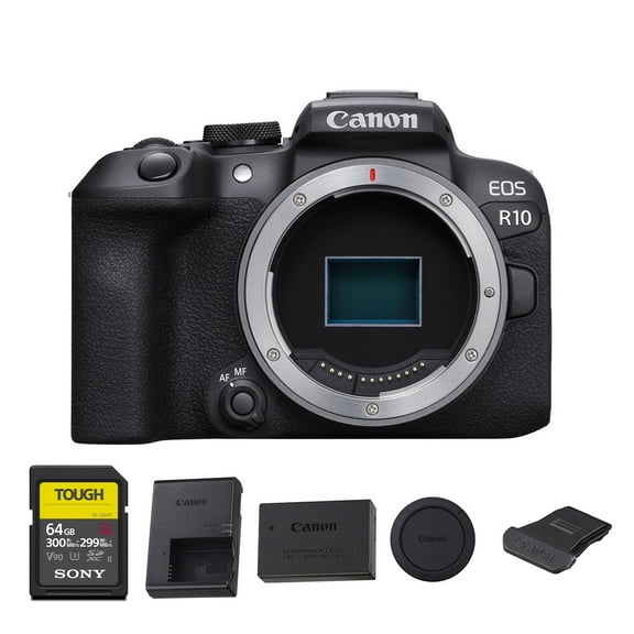 Canon EOS R10 Mirrorless Camera – Compact APS-C RF-Mount Camera with 24.2MP Sensor, 4K Video & Dual Pixel CMOS AF II (5331C002) + 64GB Memory Card + Canon Shoulder Bag
