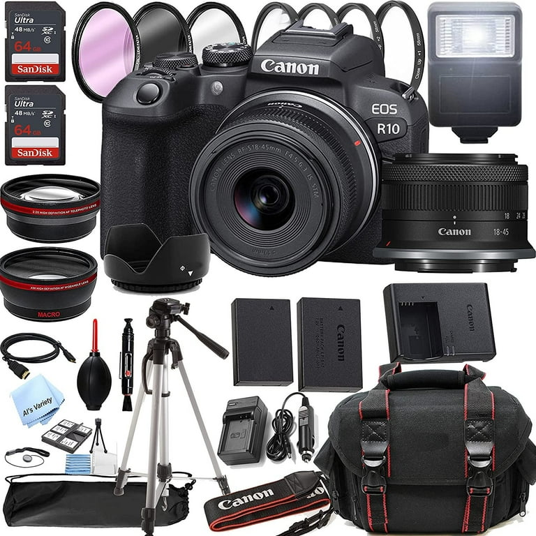 Canon EOS R10 Mirrorless Camera Starter Kit - Black, RF-S 18 Canon EOS R10 Mirrorless Camera Starter Kit - Black, RF-S 18