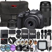Canon EOS R10 Mirrorless Camera with RF-S 18-45mm + 75-300mm Lens + 2 Pack 32GB Memory Card + Case + Wide Angle + SV Premium Accessory Bundle International Version