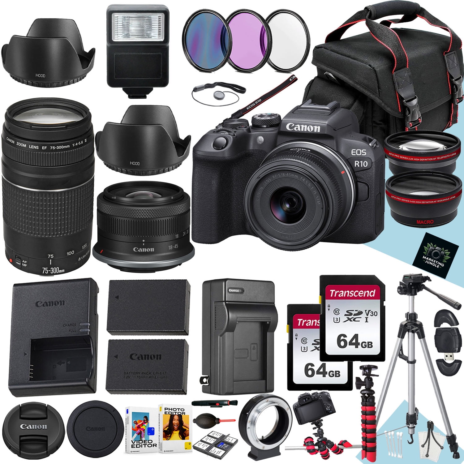 Canon EOS R10 Starter Kit: Mirrorless Camera, 18-45mm & 75-300mm