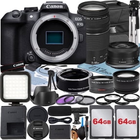 Canon EOS R10 Mirrorless Camera with RF-S 18-45mm + EF 75-300mm Lens + Mount Adapter + 2 Pack 64GB Memory Card + Case + ZeeTech Accessory (International Version)