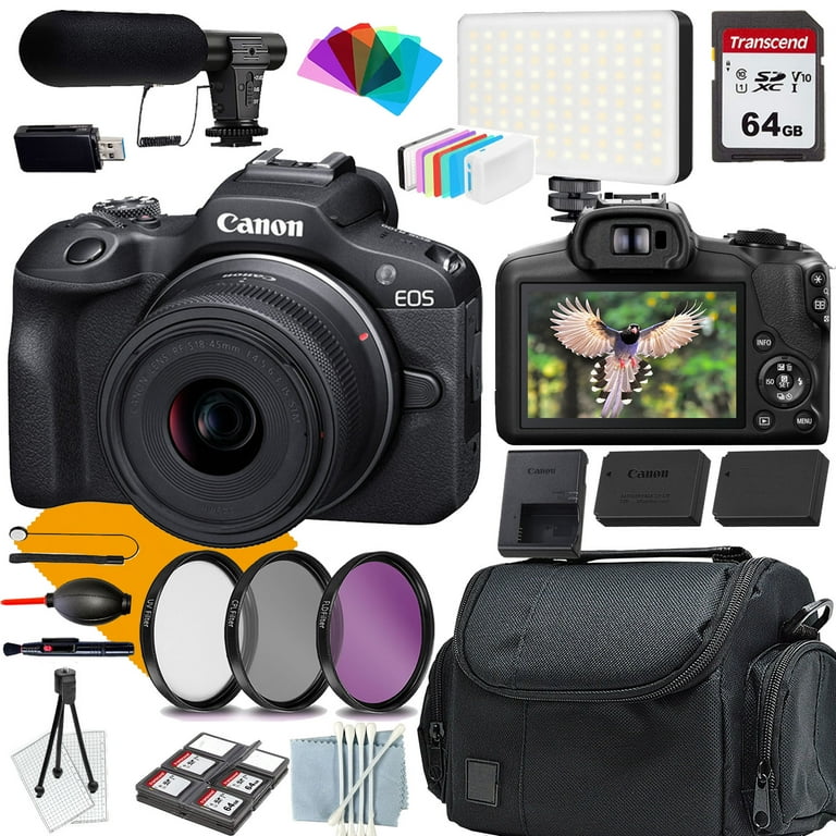 Canon EOS R100 Camera, 24.2MP, 18-45mm Lens, 4K Video, Starter Kit