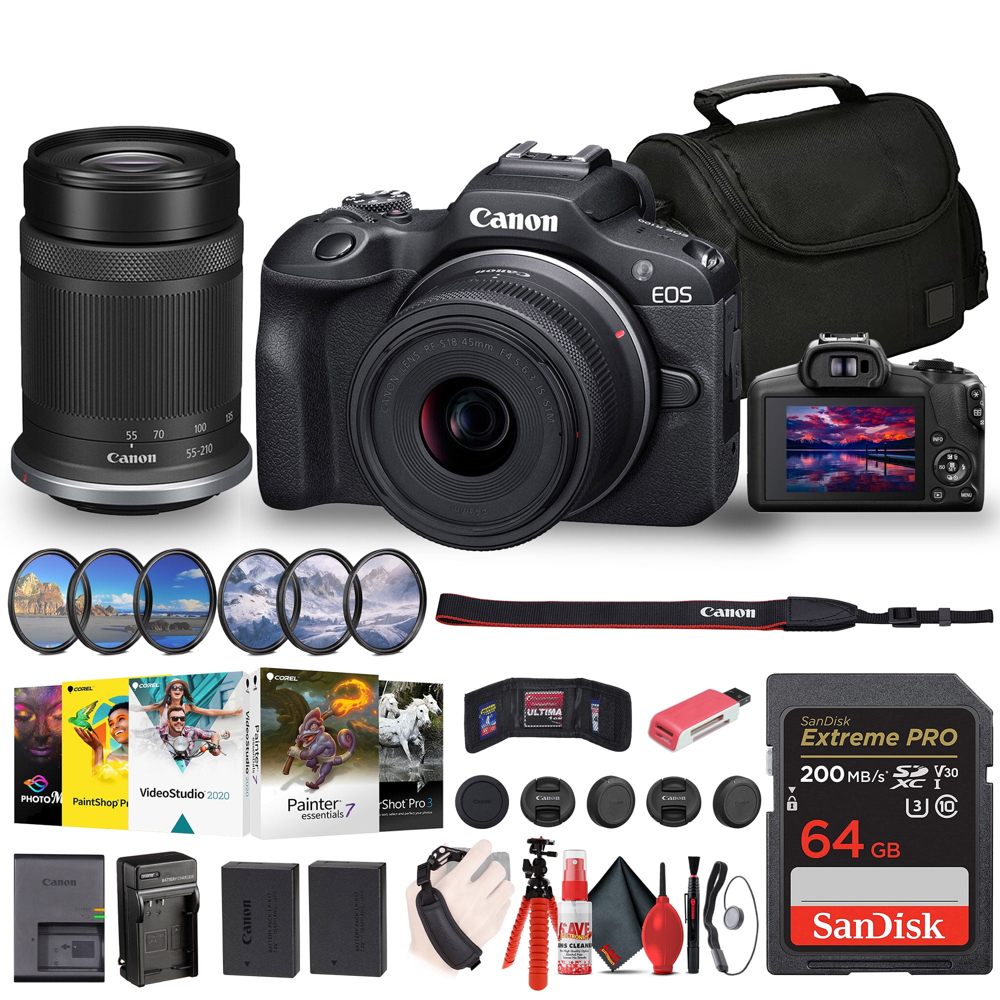 SSE Canon EOS 4000D DSLR Camera with EF-S 18-55mm f/3.5-5.6 III Lens  Beginner's Bundle - Includes: Extended Life LPE10 Replacement Battery,  Flexible Tripod & More 