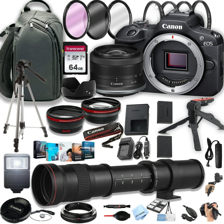 Canon EOS R100 Mirrorless Camera w/ 18-45mm Lens Bundle 