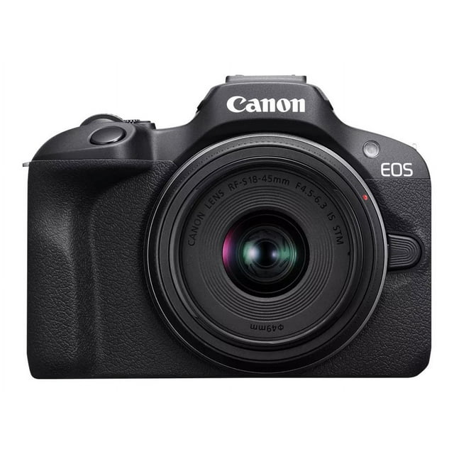Canon EOS R100 - Mirrorless Camera - 24.1 MP - APS-C - 4K / 29.97 fps - 2.5x optical zoom RF-S 18-45mm F4.5-6.3 IS STM lens - Wi-Fi, Bluetooth - black