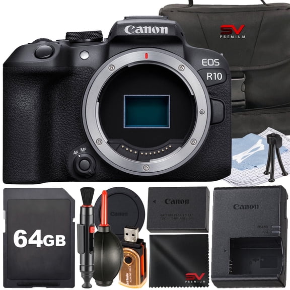 Canon EOS R100 Mirrorless Camera (Body Only) with 64GB Memory Card + Case + SV Premium Accessory Bundle (International Version)